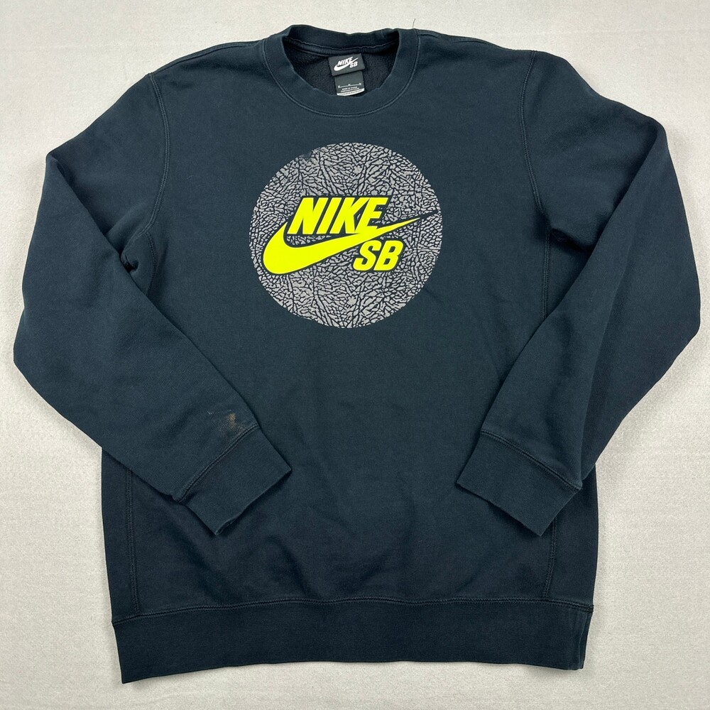 Nike SB Sweatshirt Men Medium Black Solid Pullover Skateboard Swoosh M *